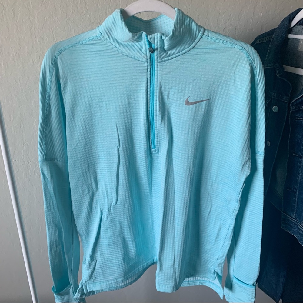 Nike light blue quarter zip long sleeve running top